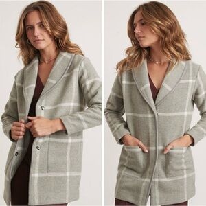 Marine Layer Liverpool Coatigan Shawl Collar Heather
Grey Cream Windowpane XL